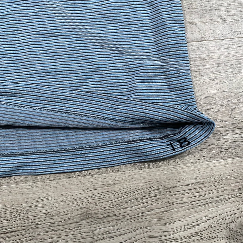 Lululemon Swiftly Tech Cropped Striped Blue Racerback Tank Top - Picture 2 of 4